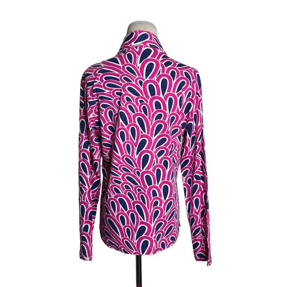 Malabar Bay Pink Blue Floral Print Naragansette Pullover size Small - Picture 2 of 7